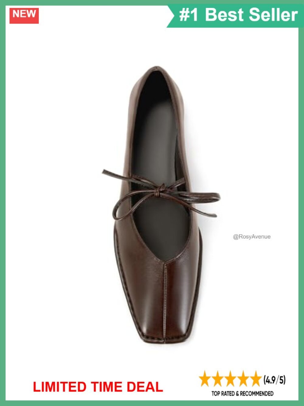 Faux Leather Square Toe Lace Up Ballet Flats Bow Mary Jane Ballerina Shoes